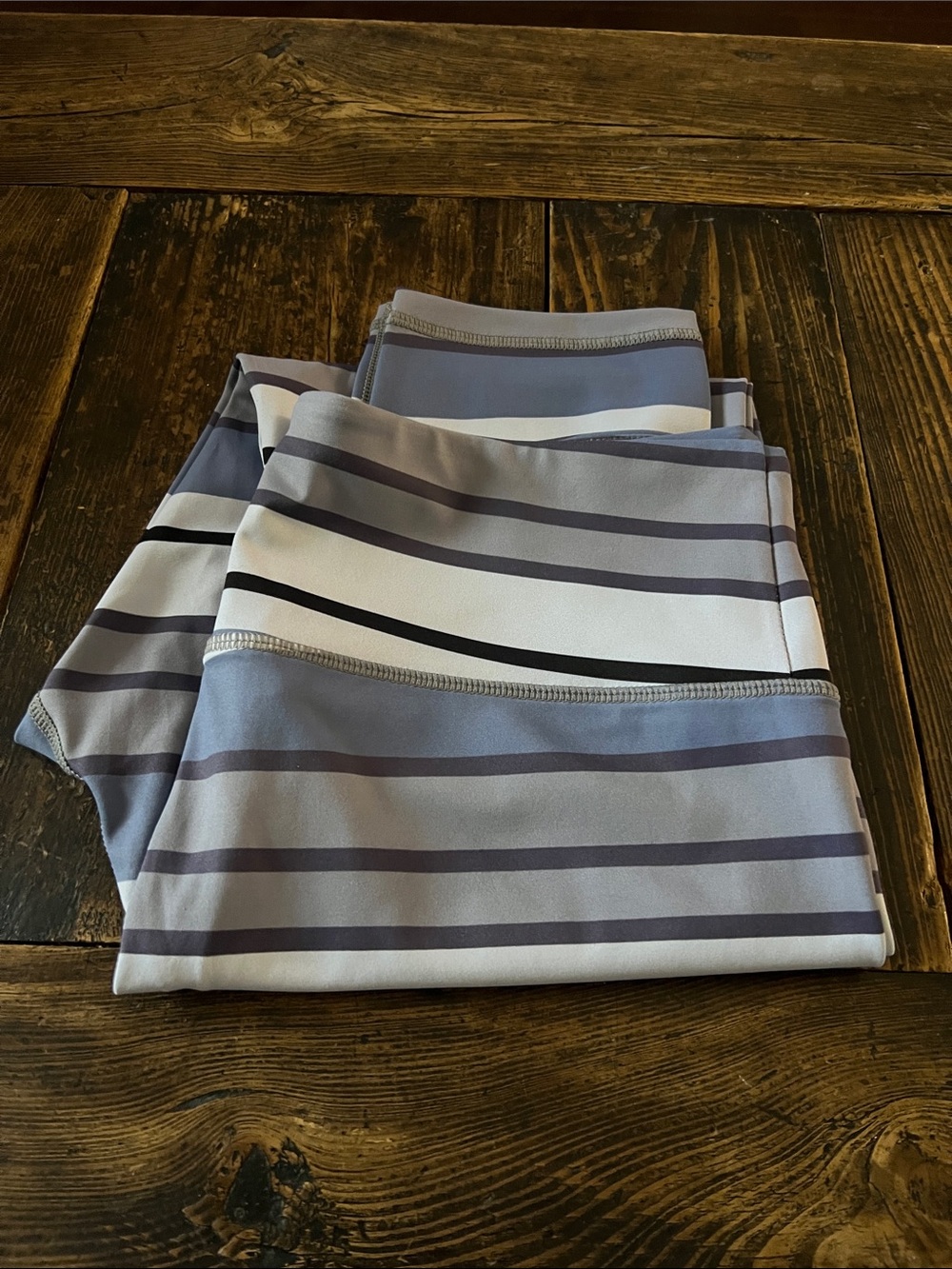 ZYIA Light Blue, Grey, and White Striped Leggings
